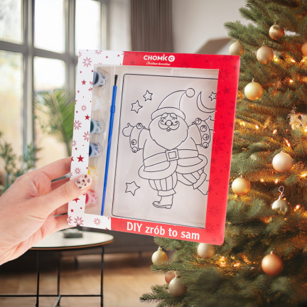 DIY7137 WITRAŻYK DO MALOWANIA Z 6 FARBAMI MIKOŁAJKI MALOWANKA