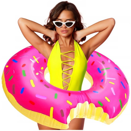 TG48122R KOŁO DMUCHANE PLAŻOWE PĄCZEK DONUT RÓŻOWE