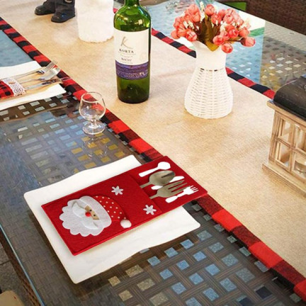 Etui na sztućce, świąteczne, dekoracja stołu, czerwony, mix wzorów, 1szt.