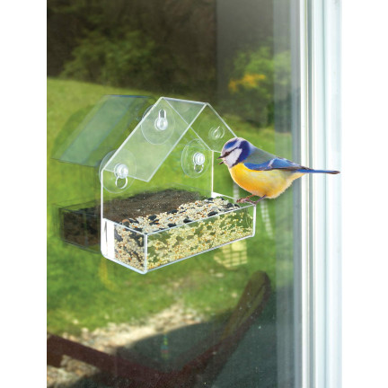 EDA4380 KARMNIK DLA PTAKÓWNA OKNO SZYBĘ  Z PRZYSSAWKĄ PRZEŹROCZYSTY 2-CZĘŚCIOWY