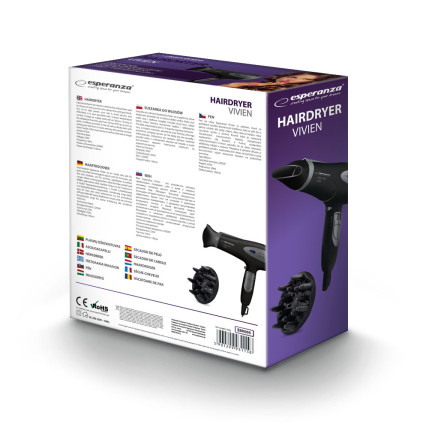 EBH005K SUSZARKA DO WŁOSÓW z JONIZACJĄ 2200W DYFUZOR DUŻA MOC REGULACJA NAWIEWU