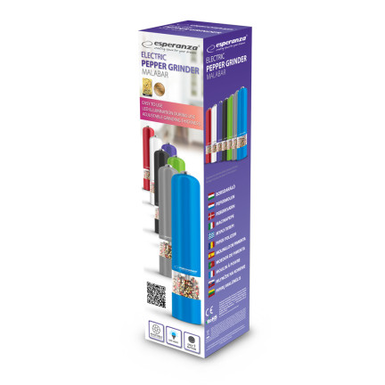 ES3B  MŁYNEK DO PIEPRZU SOLI PRZYPRAW ELEKTRYCZNY ROZDRABNIACZ LED REGULACJA