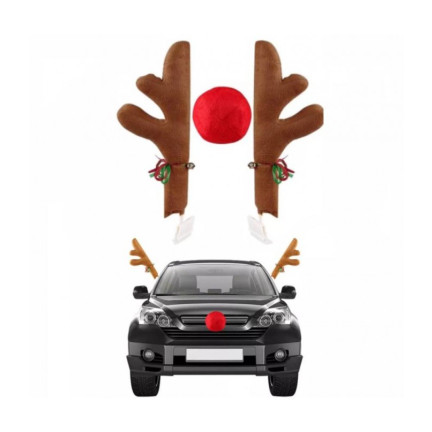 TG53031 DEKORACJA SAMOCHODOWA ROGI RENIFERA NOS NA AUTO SAMOCHÓD OZDOBA ŚWIĄTECZNA