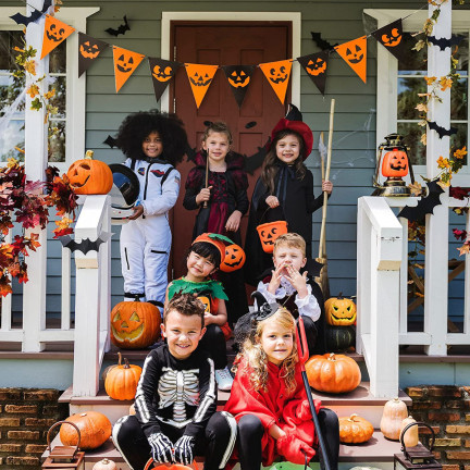 Girlanda z balonami Halloween, papierowa, mix kolorów, z dyniami, zawieszki, 3m