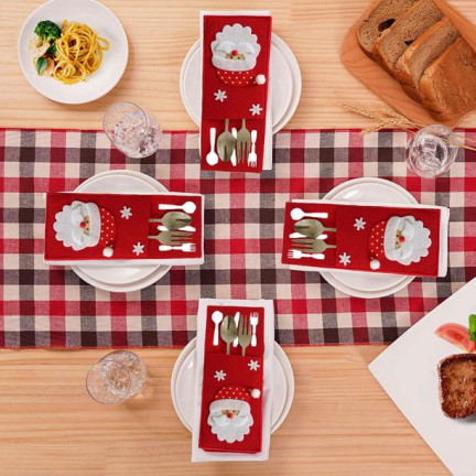 Etui na sztućce, świąteczne, dekoracja stołu, czerwony, mix wzorów, 1szt.