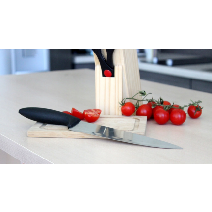 NIF9352 ZESTAW 6 ELEMENTÓW W DREWNIANYM BLOKU 5 NOŻY + NOŻYCZKI