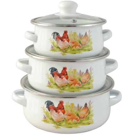 TD7 KOMPLET GARNKÓW emaliowanych kury 6szt indukcja