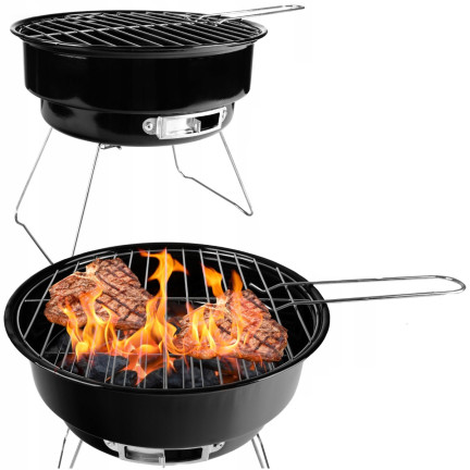 TG71416 GRILL TURYSTYCZNY SKŁADANY OKRĄGŁY WĘGLOWY PRZENOŚNY MINI RUSZT
