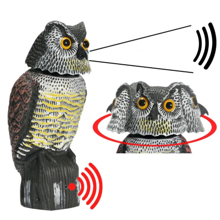 TG71078 ODSTRASZACZ PTAKÓW MYSZY SOWA Z RUCHOMĄ GŁOWĄ REALISTYCZNA SOWA