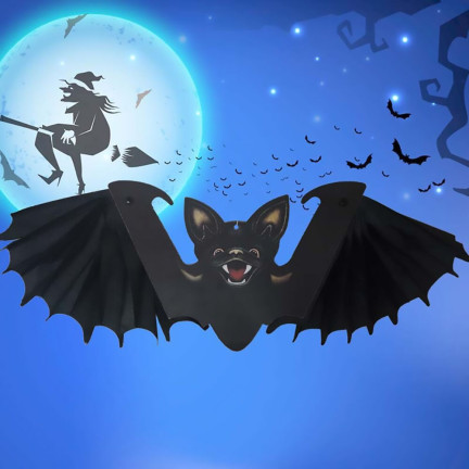 Wiszący nietoperz, papierowy, czarny, składany, dekoracja Halloween, 19x60cm