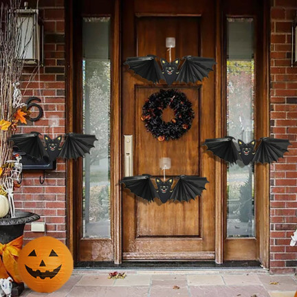 Wiszący nietoperz, papierowy, czarny, składany, dekoracja Halloween, 19x60cm