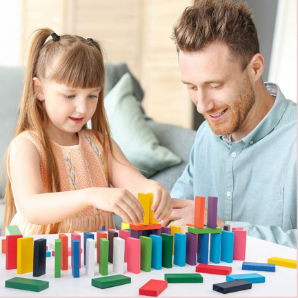 TG67014 DOMINO DREWNIANE KLOCKI DUŻA UKŁADANKA 120 EL.