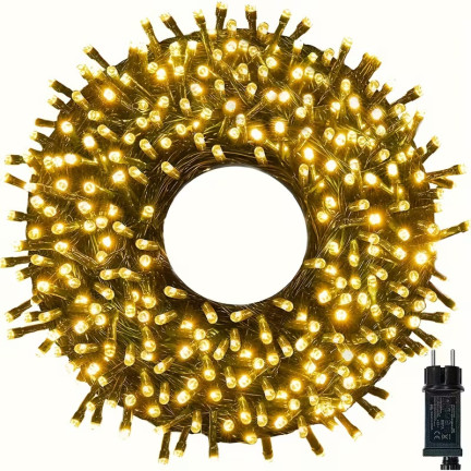 Lampki led 300l, ciepłe białe+zimny flash, choinkowe, świąteczne, wewnętrzne, zewnętrzne, 3+15m