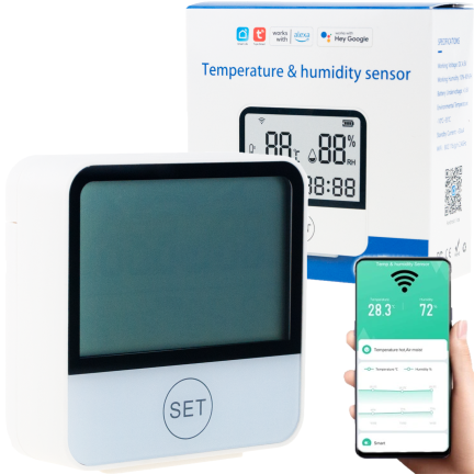 IM016 TERMOMETR STACJA POGODOWA POGODY BEZPRZEWODOWA HIGROMETR ZEGAR WIFI TUYA