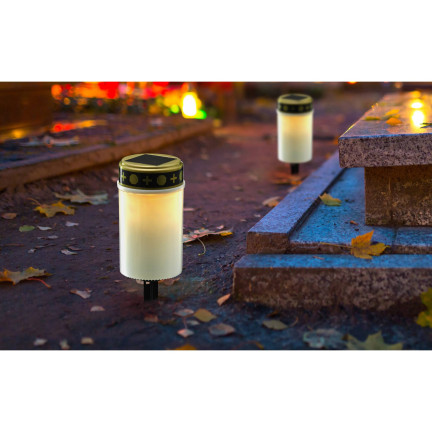 TG80339-1 ZNICZ SOLARNY LED LAMPION NA GRÓB STATUETKA NA CMENTARZ CIEPŁE ŚWIATŁO