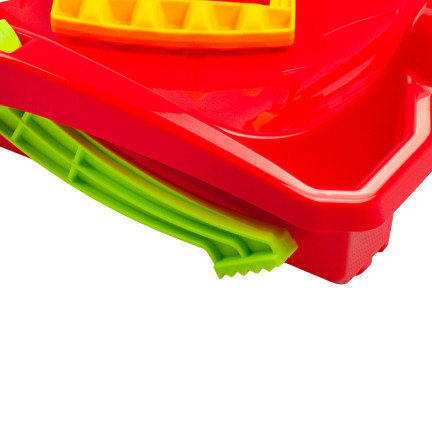 ISRHOR-1788C SANKI ŚLIZGI Z HAMULCEM CZERWONY PLASTIKOWE z RĄCZKĄ i sznurkiem na Zimę