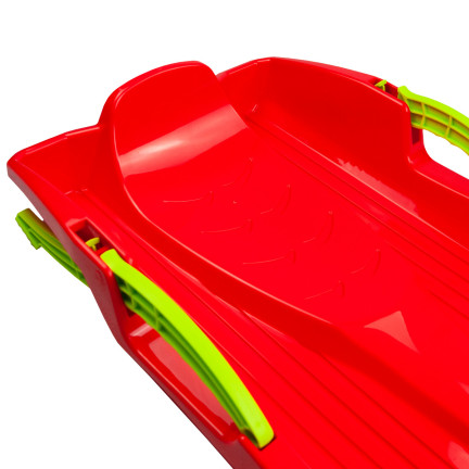 ISRHOR-1788C SANKI ŚLIZGI Z HAMULCEM CZERWONY PLASTIKOWE z RĄCZKĄ i sznurkiem na Zimę