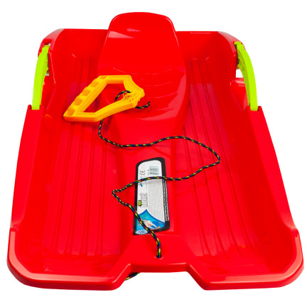 ISRHOR-1788C SANKI ŚLIZGI Z HAMULCEM CZERWONY PLASTIKOWE z RĄCZKĄ i sznurkiem na Zimę