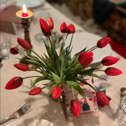 CV07588-10 TULIPAN GUMOWANY CZERWONY JAK ŻYWY KWIAT SZTUCZNY do bukietu stroika