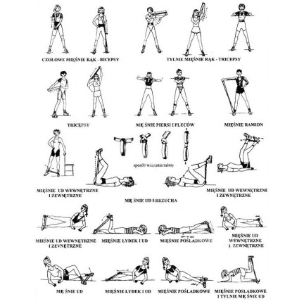 FT37 GUMY TAŚMY DO ĆWICZEŃ FITNESS ZESTAW 4 x GUM TAŚM