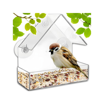 TG80446 KARMNIK DLA PTAKÓW PRZEZROCZYSTY NA SZYBĘ OKNO NA ZIARNO SŁONECZNIK POKARM