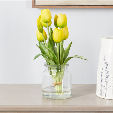 CV17690-3 BUKIET TULIPANÓW GUMOWANYCH SILIKONOWYCH 3SZT LUX ZÓŁTE TULIPANY jak ŻYWE