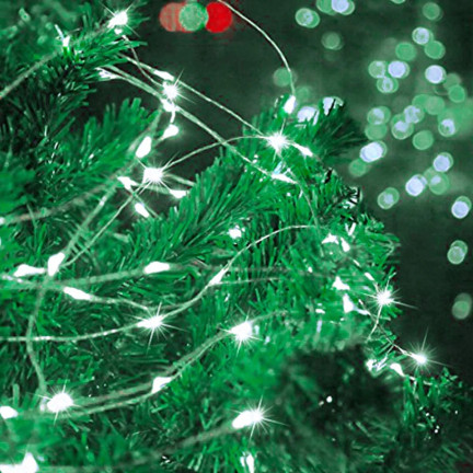 TG66254-1 LAMPKI CHOINKOWE Na DRUCIKU 40 LED MIKRO GIRLANDA ZIMNY BIAŁY ŚWIATEŁKA  AA