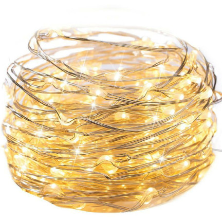 TG66263-2 LAMPKI CHOINKOWE NA  DRUCIKU 80 LED ŚWIATEŁKA MIKRO GIRLANDA CIEPŁY BIAŁY AA