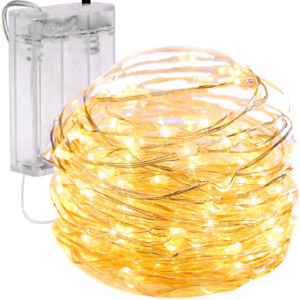 TG66263-2 LAMPKI CHOINKOWE NA  DRUCIKU 80 LED ŚWIATEŁKA MIKRO GIRLANDA CIEPŁY BIAŁY AA