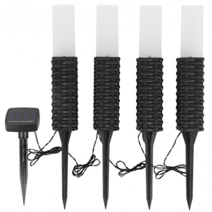 TG66774 LAMPA SOLARNA OGRODOWA RATTANOWA LAMPKI LED 4SZT SŁUPEK WBIJANE PANEL SOLAR