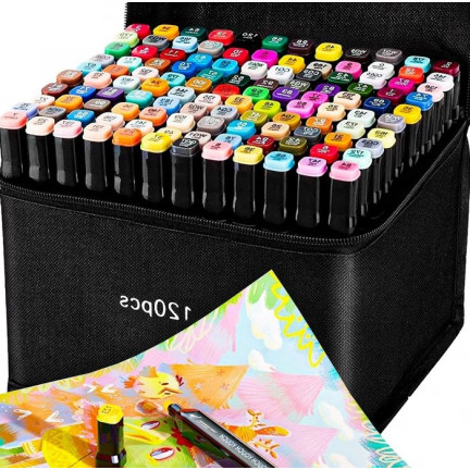 TG70309 MARKERY ALKOHOLOWE PISAKI DWUSTRONNE ZAKREŚLCZE 120szt