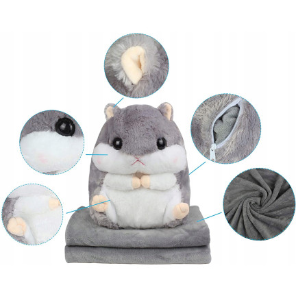 B48X KOC CHOMIK PODUSZKA 2W1 PRZYTULANKA MASKOTKA DUŻY DLA DZIECI PODRÓŻNY PLUSZ