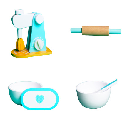 TG67006 ROBOT KUCHENNY ZABAWKOWY DREWNIANY MIKSER DLA DZIECI AGD ZESTAW AKCESORIA