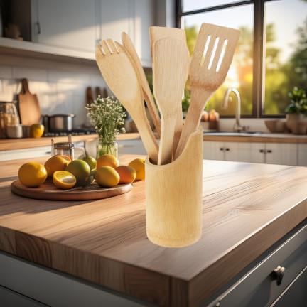 MUT2346 ZESTAW AKCESORIÓW PRZYBORÓW KUCHENNYCH ŁYŻKI ŁOPATKI W STOJAKU 6SZT