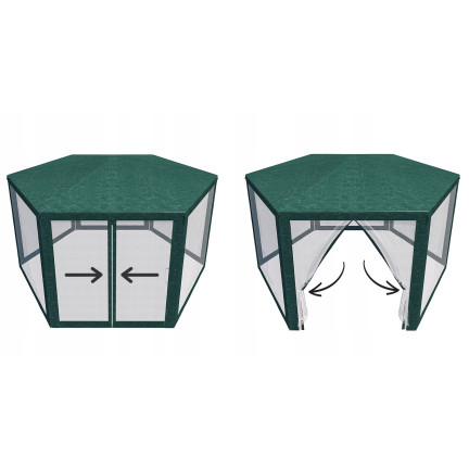 TG77596-1 duży NAMIOT OGRODOWY PAWILON HANDLOWY 6 ŚCIAN Z MOSKITIERĄ ALTANA DO OGRODU