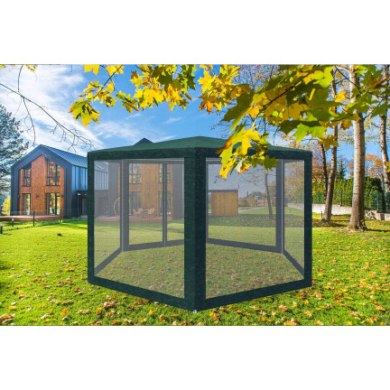 TG77596-1 duży NAMIOT OGRODOWY PAWILON HANDLOWY 6 ŚCIAN Z MOSKITIERĄ ALTANA DO OGRODU
