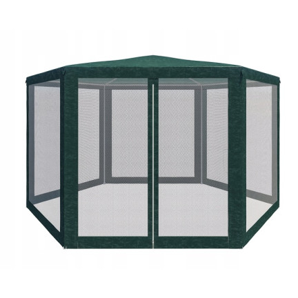 TG77596-1 duży NAMIOT OGRODOWY PAWILON HANDLOWY 6 ŚCIAN Z MOSKITIERĄ ALTANA DO OGRODU