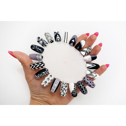 AG563 WZORNIK PALETA DO PAZNOKCI SZABLONY TIPSY HYBRYDA