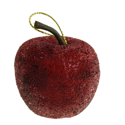 TG61386-3 JABŁKA ZAWIESZKI 9SZT/KPL BOMBKI NA CHOINKĘ BROKATOWE ozdoby JABŁUSZKA 9szt CZERWONE