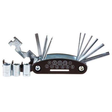 NN19 ZESTAW KLUCZY NARZĘDZI ROWEROWYCH MULTITOOL 16W1 IMBUSY ŚRUBOKRĘTY KLUCZE