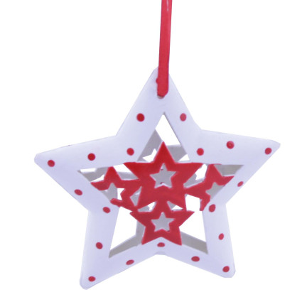 UAN5389 GWIAZDKI NA CHOINKĘ AŻUROWE 8CM 6SZT BOMBKI ZAWIESZKI