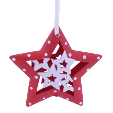 UAN5389 GWIAZDKI NA CHOINKĘ AŻUROWE 8CM 6SZT BOMBKI ZAWIESZKI