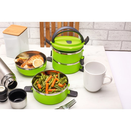 OO92 POJEMNIK NA ŻYWNOŚĆ MENAŻKA OBIADOWY LUNCH BOX 4 czesci 2,8L Termos