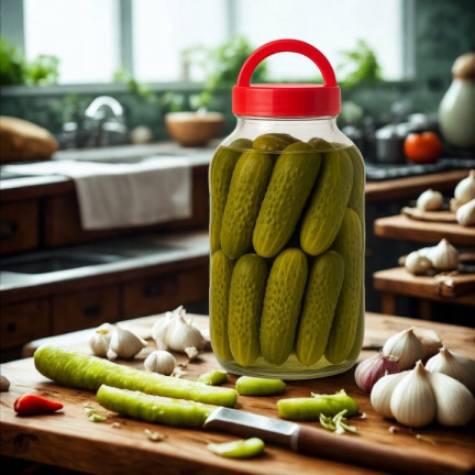 CHOM300/A SŁOIK SŁÓJ 3L DO KISZENIA OGÓRKÓW KAPUSTY KISZONKI Z WIECZKIEM I SZCZYPCAMI