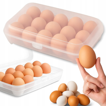 Pojemnik na jaja, organizer do lodówki, zamykany, transparentny, z plastiku, na 15 jaj
