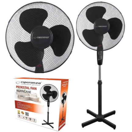 EHF001KK WENTYLATOR WIATRAK CYLKULATOR PODŁOGOWY MOCNY 50W STOJĄCY CZARNY WYDAJNY