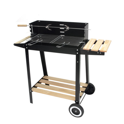 Q43J DUŻY GRILL OGRODOWY NA KOŁACH Rożno PÓŁKI Gril