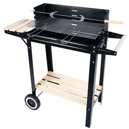 Q43J DUŻY GRILL OGRODOWY NA KOŁACH Rożno PÓŁKI Gril