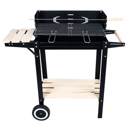 Q43J DUŻY GRILL OGRODOWY NA KOŁACH Rożno PÓŁKI Gril