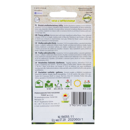 R2788 BRATEK WIELKOKWIATOWY ŻÓŁTY NASIONA 0,2G KWIATY